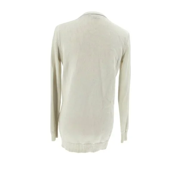 Vintage Ralph Lauren Sport Off White Boyfriend Fit Cardigan Sweater M 100% Cotto - Picture 2 of 8